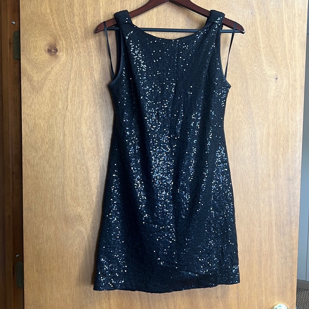 Black sparkly cocktail dress.